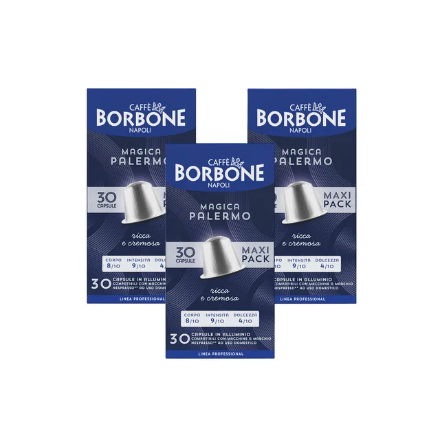 caff-borbone-magica-palermo-miscela-blu-capsule-alluminio-compatibili-nespresso image 1