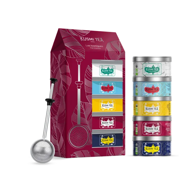kusmi-tea-cofanetto-iconico-bio-5-mini-t-sfusi-con-infusore image 1
