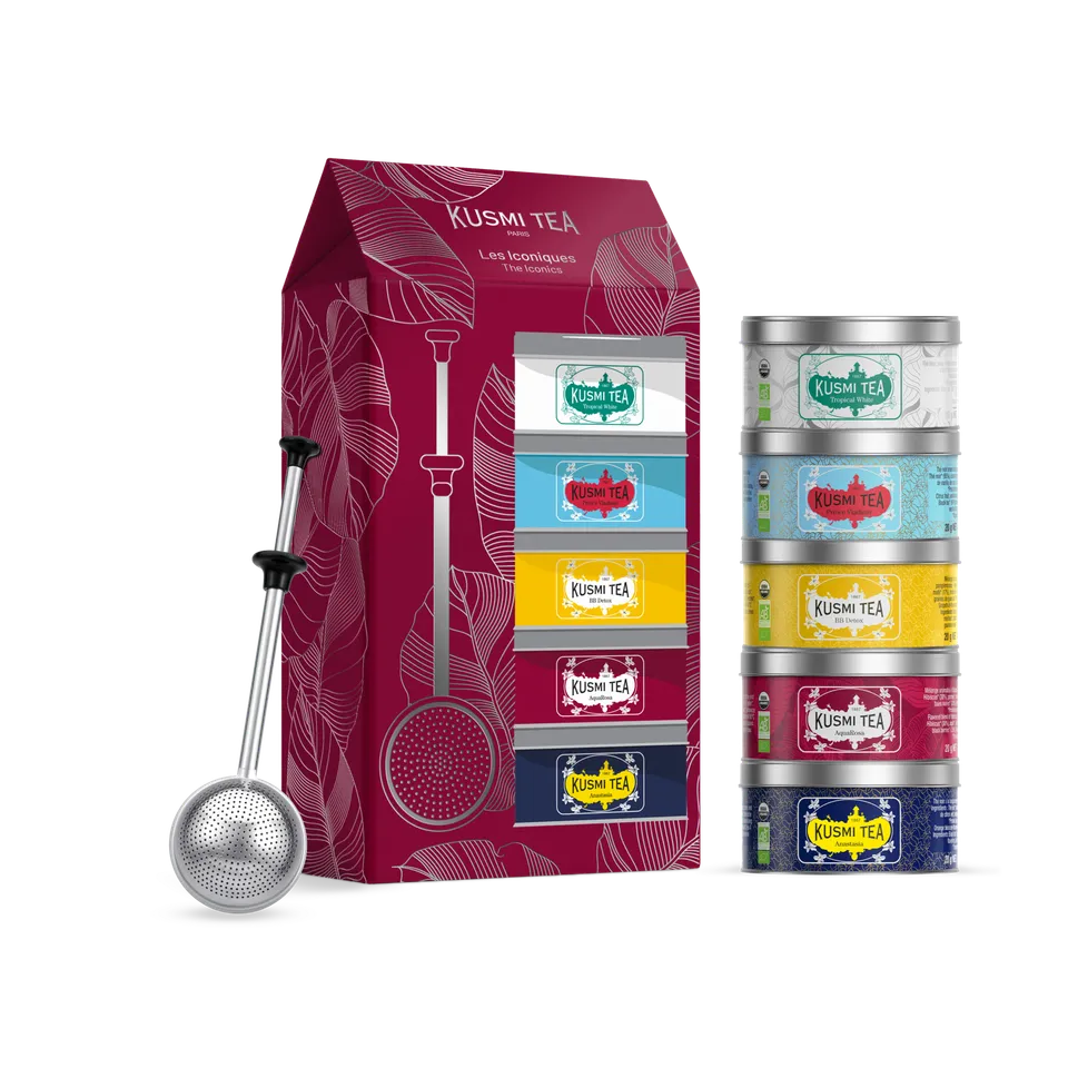 kusmi-tea-cofanetto-iconico-bio-5-mini-t-sfusi-con-infusore image 1