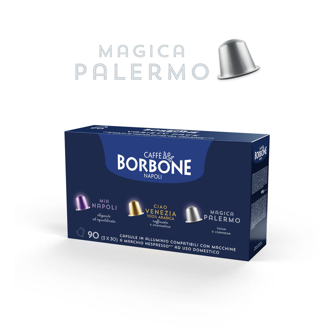caff-borbone-magica-palermo-miscela-blu-capsule-alluminio-compatibili-nespresso image 2