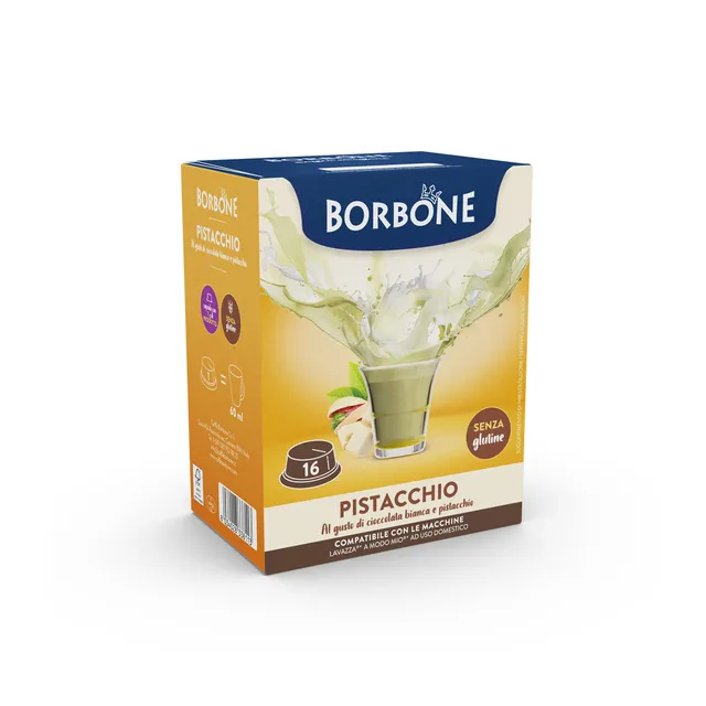 caff-borbone-pistacchio-capsule-compatibili-lavazza-a-modo-mio-cioccolata-bianca image 1