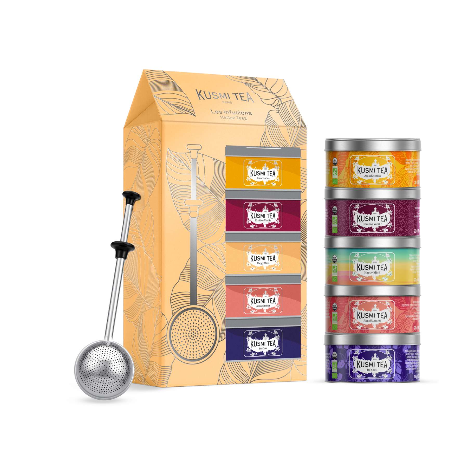kusmi-tea-cofanetto-infusi-bio-con-infusore-5-miniature-filtro image 1