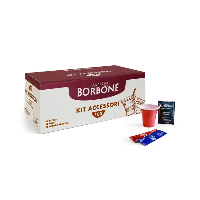 caff-borbone-kit-100-bicchieri-palette-e-zucchero-accessori-monouso image 1