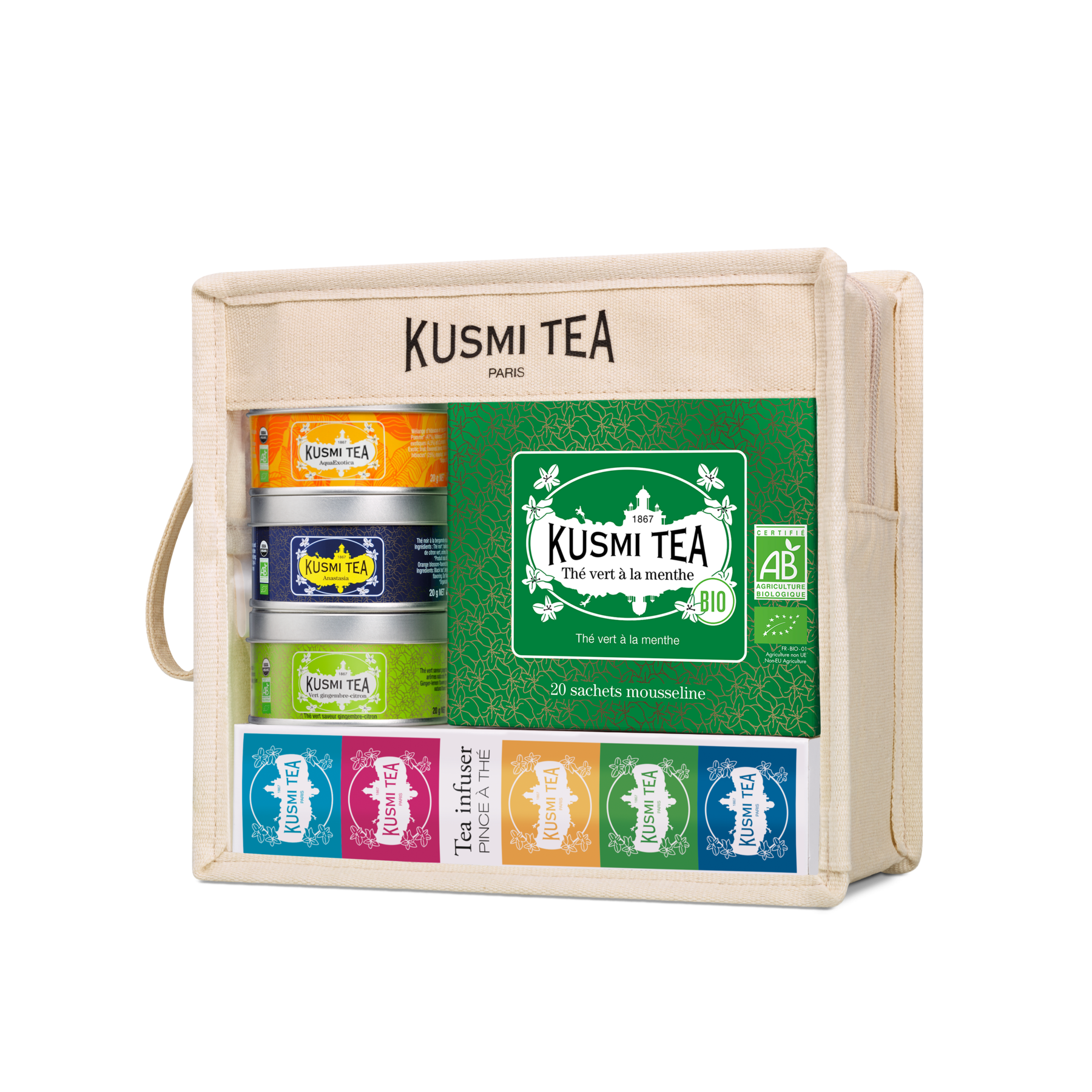 kusmi-tea-trousse-da-viaggio-bio-astuccio-cotone-con-miniature image 1