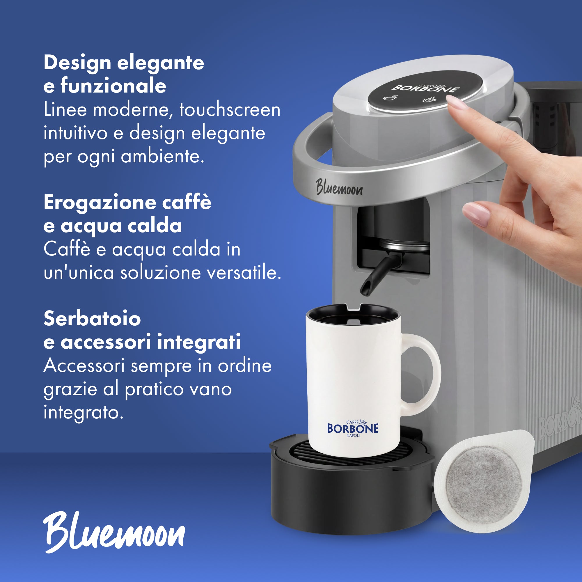 caff-borbone-bluemoon-grigia-macchina-per-cialde-caff-e-bevande image 3