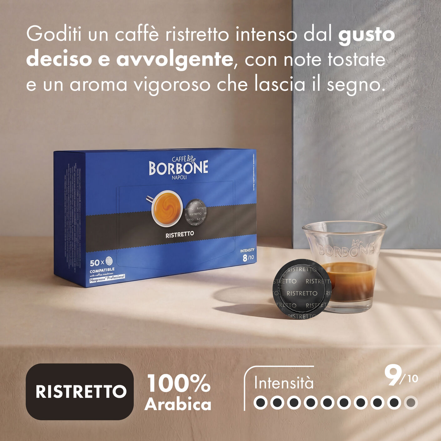 caff-borbone-capsule-compatibili-nespresso-professional-ristretto-intensit-9-10 image 5