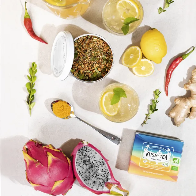 kusmi-tea-happy-mind-bio-infuso-limone-dragon-fruit-zenzero-curcuma image 1