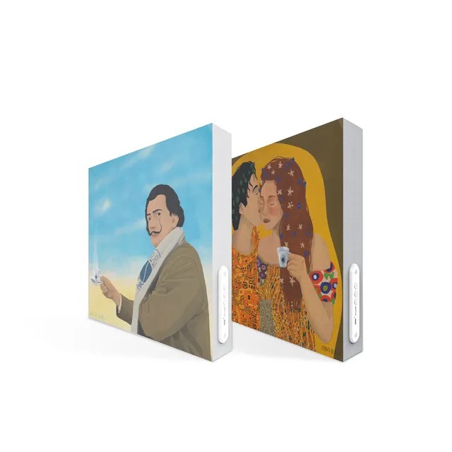 caff-borbone-quadri-speaker-bluetooth-coppia-3-dal-klimt-telaio-in-legno-tws image 1